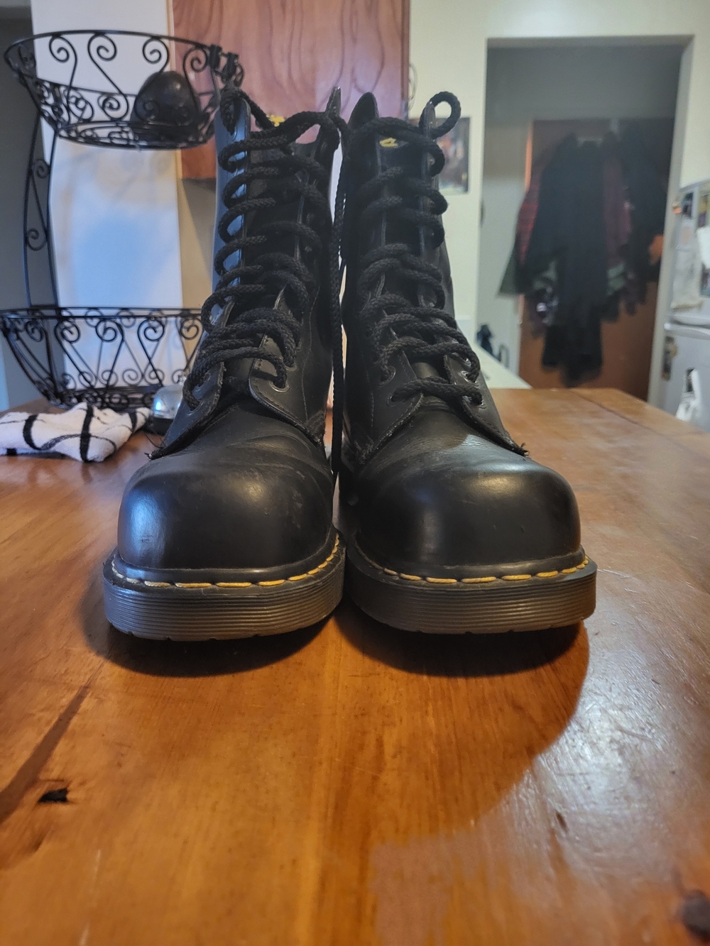 90s Vintage Dr Martens 2219z 10 Eyelet Industrial Steel Toe Boots Size 11Uk/12Us